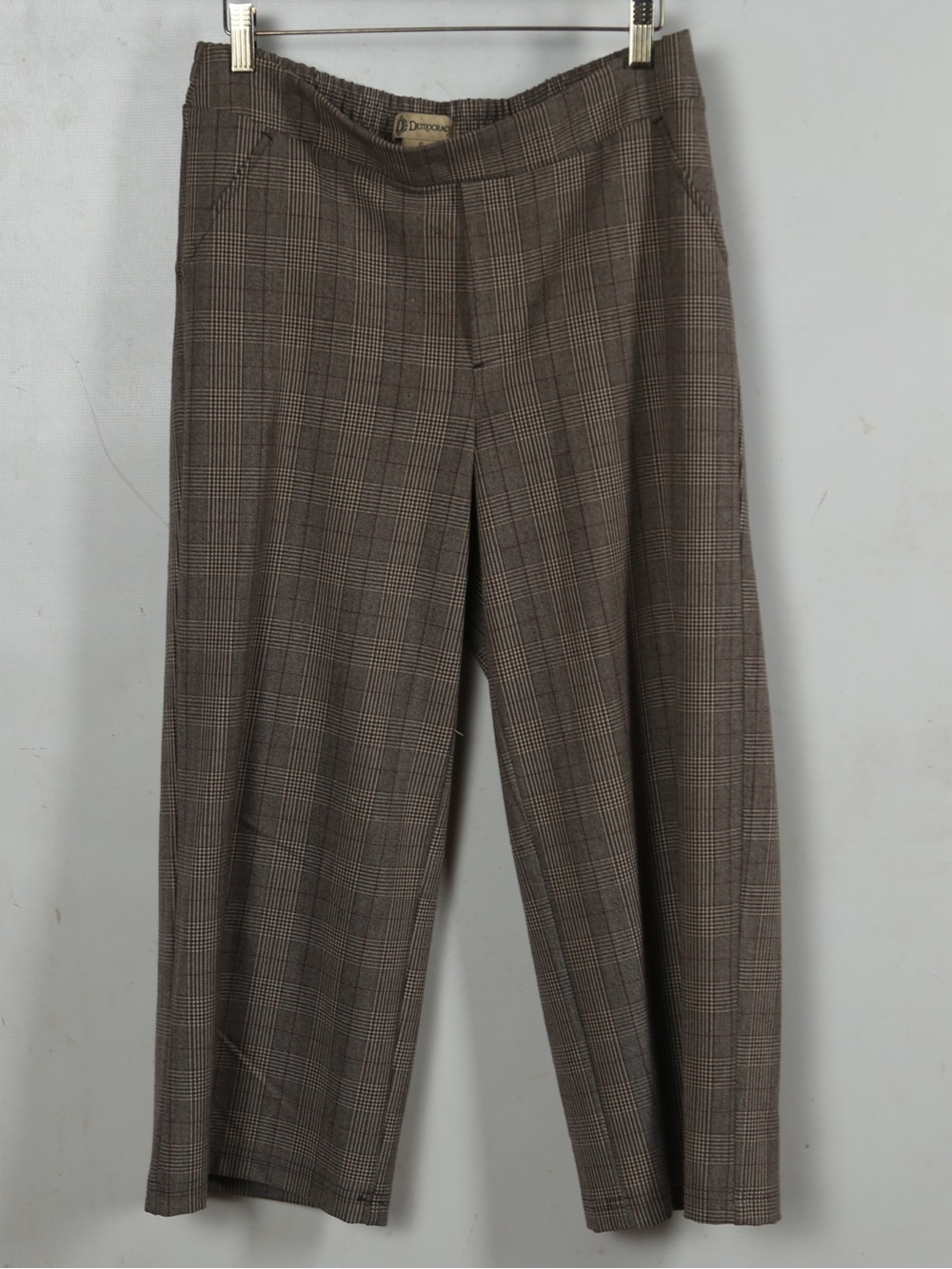 Democracy Brown Plaid Straight-Leg Women's Pants